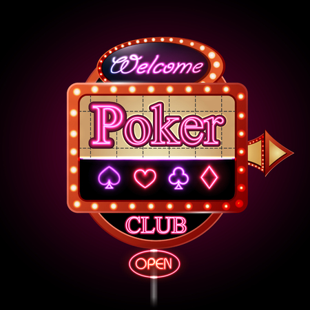 Neon sign. Poker clubのイラスト素材