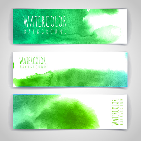 Set of green watercolor backgrounds. Document templateのイラスト素材