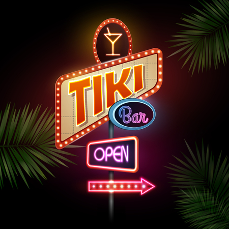 Neon sign. Tiki barのイラスト素材