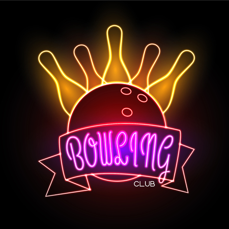 Neon sigh. Bowling clubのイラスト素材
