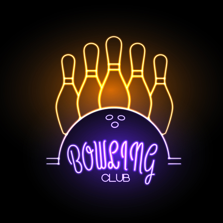 Neon sigh. Bowling clubのイラスト素材