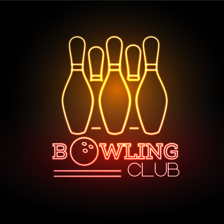 Neon sigh. Bowling clubのイラスト素材