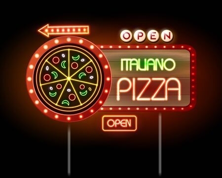 Neon sign pizzaのイラスト素材