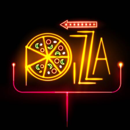 Neon sign pizzaのイラスト素材