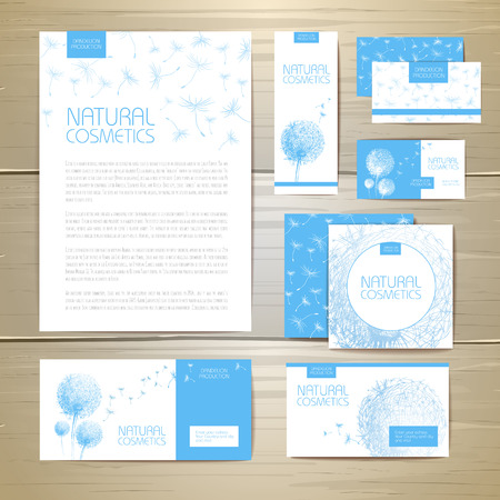 Flower dandelion cosmetics concept design. Corporate identity. Document templateのイラスト素材