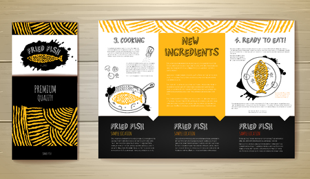 Fried fish restaurant menu concept design. Corporate identity.のイラスト素材