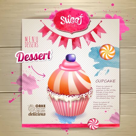 Vintage cupcake poster designのイラスト素材