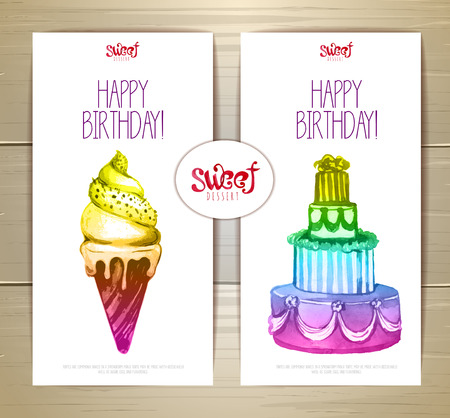 Set of art cake or dessert banners. Labels designのイラスト素材