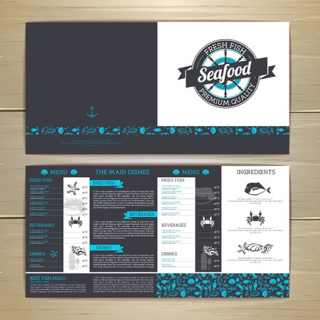 Seafood cafe menu design. Document templateのイラスト素材