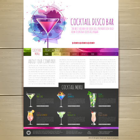 Watercolor Cocktail concept design. Corporate identity. Web site designのイラスト素材