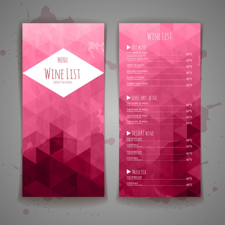 Set of Abstract triangle wine menu backgroundのイラスト素材