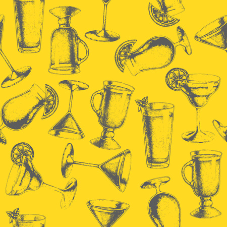 Vintage cocktail seamless patternのイラスト素材