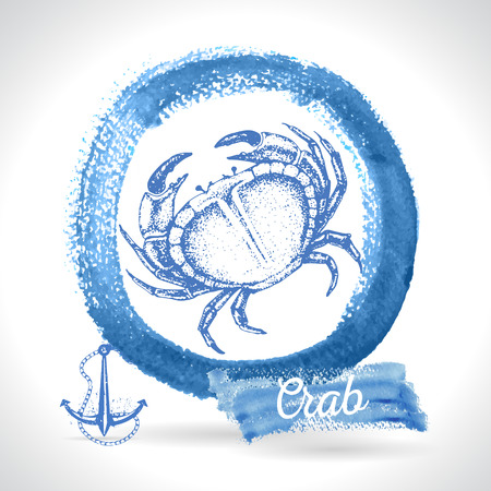 Hand drawn crab seafood vintage illustration.のイラスト素材