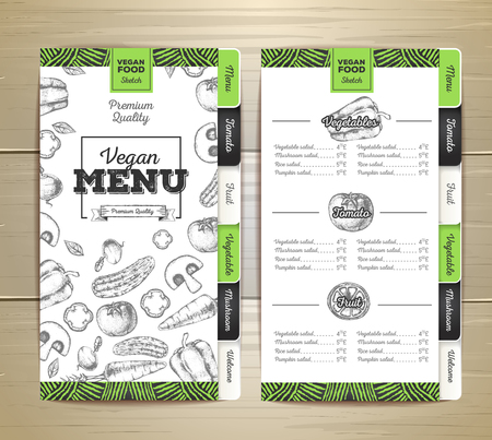 Vintage chalk drawing vegetarian menu design. Corporate identityのイラスト素材