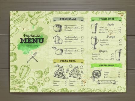 Vintage vegetarian food menu design.のイラスト素材