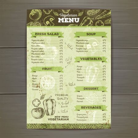 Vintage vegetarian food menu design.のイラスト素材