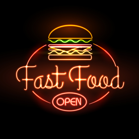 Fast Food Neon signのイラスト素材