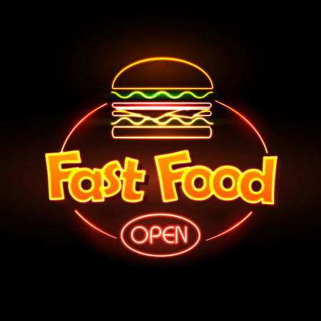 Fast Food Neon signのイラスト素材