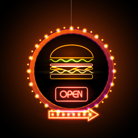 Fast Food Neon signのイラスト素材