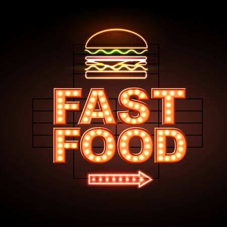 Fast Food Neon signのイラスト素材
