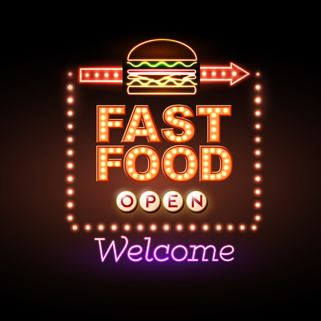 Fast Food Neon signのイラスト素材