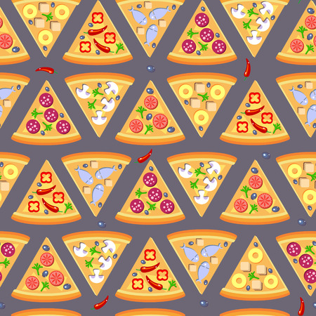 Flat style seamless pattern pizza backgroundのイラスト素材