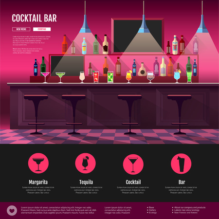 Flat style interior of cocktail barのイラスト素材