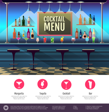 Flat style interior of cocktail barのイラスト素材
