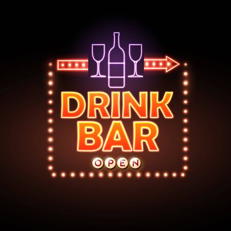 Drink bar Neon signのイラスト素材