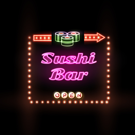 Sushi bar neon sign.のイラスト素材