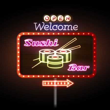 Sushi bar neon signのイラスト素材