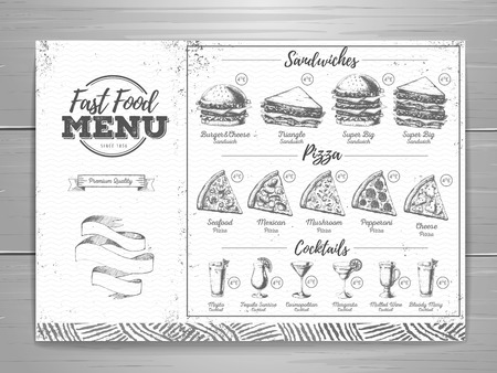 Vintage fast food menu designのイラスト素材