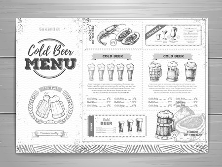 Vintage beer menu design. Vector illustration.のイラスト素材
