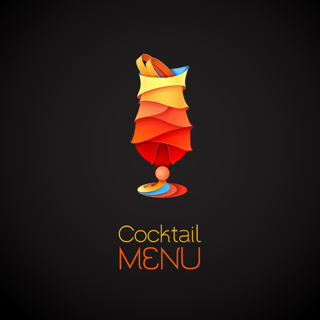 3D cocktail tequila sunrise design. Menu design illustration..のイラスト素材