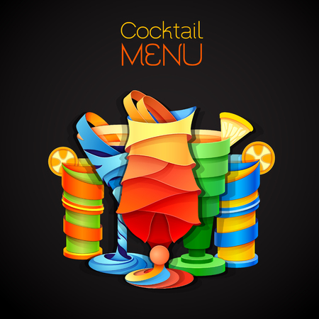 3D cocktail tequila sunrise design. Menu design illustration.のイラスト素材
