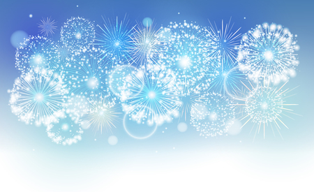 Vector blue holiday fireworksのイラスト素材