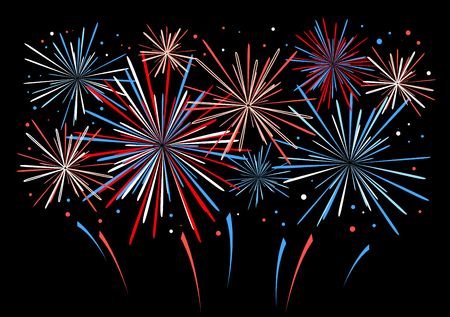 Vector holiday firework on black background illustration.のイラスト素材