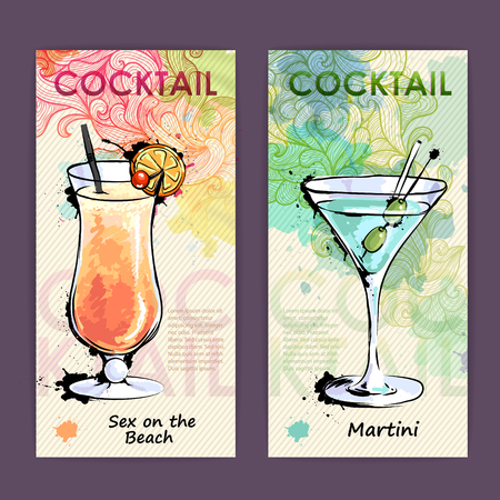 Artistic decorative cocktail menu. Disco backgroundのイラスト素材