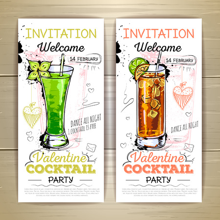 Valentine cocktail party poster. Invitation design Vector illustration.のイラスト素材