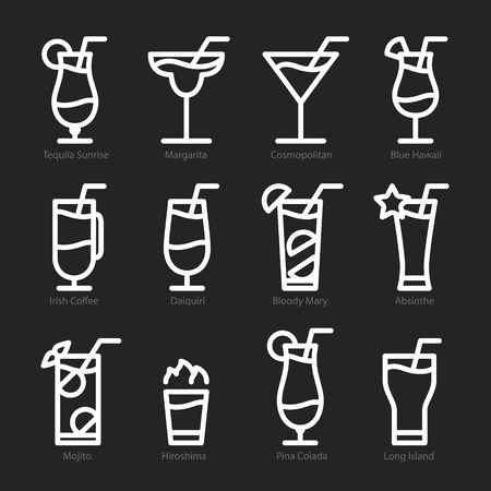 Flat icon design. Isolated Cocktails icons.のイラスト素材