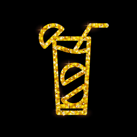 Golden cocktail flat icon.のイラスト素材