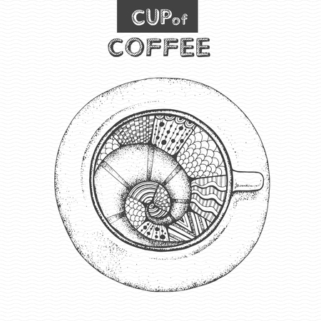Decorative sketch of a cup of coffee or teaのイラスト素材