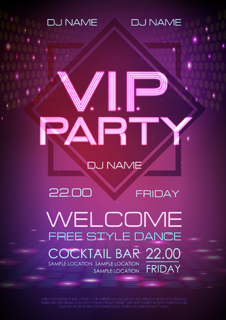 Neon sign of VIP party, Disco poster.のイラスト素材
