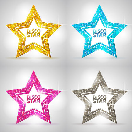 Set of shining,  glittering stars illustration.のイラスト素材