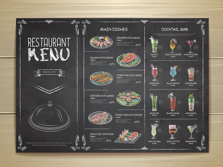 Chalk drawing restaurant menu designのイラスト素材