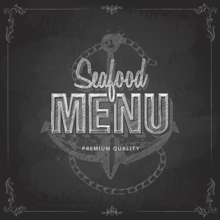 Chalk drawing typography seafood menu designのイラスト素材