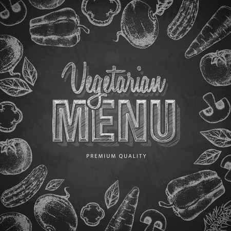Chalk drawing typography vegetarian menu designのイラスト素材