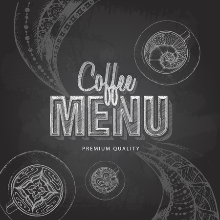 Chalk drawing typography coffee menu designのイラスト素材