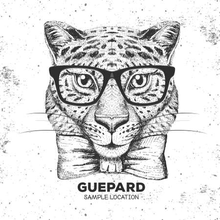 Hipster animal guepard.のイラスト素材