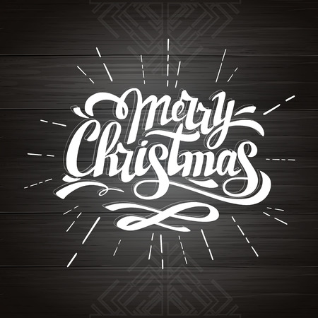 Typography hipster christmas card design on a wooden backgroundのイラスト素材